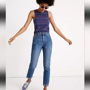 Madewell the high rise slim boy jean lighter wash  distressed31